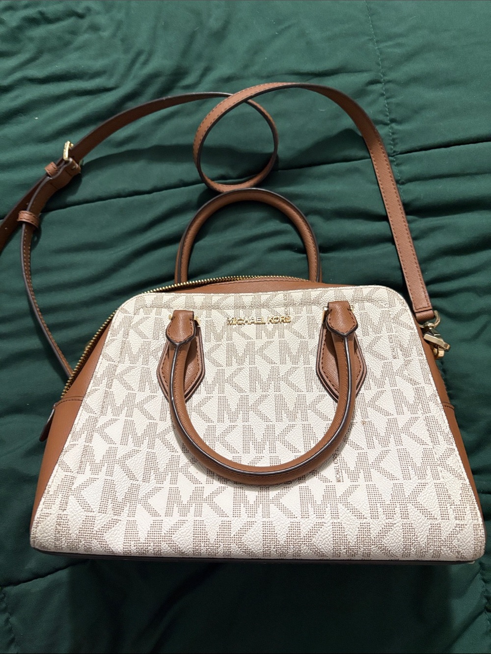 Michael Kors Beige/ Brown Signature Dome Satchel